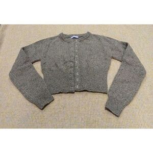 Letter from moon Korean womens medium cropped wool cardigan sweater tan